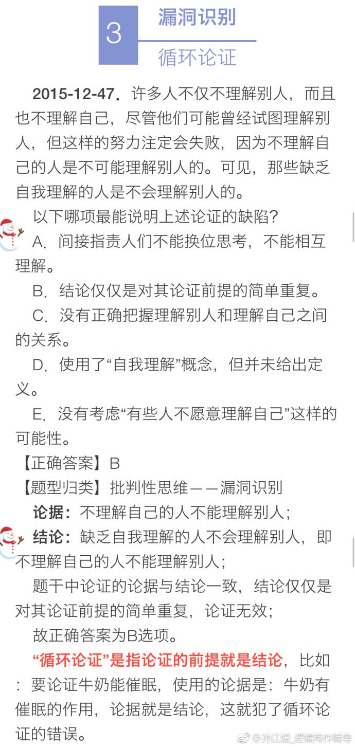 決勝M(fèi)BA邏輯考點(diǎn)(九):漏洞識別 評價(jià)論證
